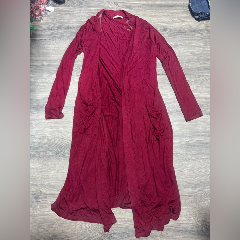 Active USA Burgundy Long Cardigan